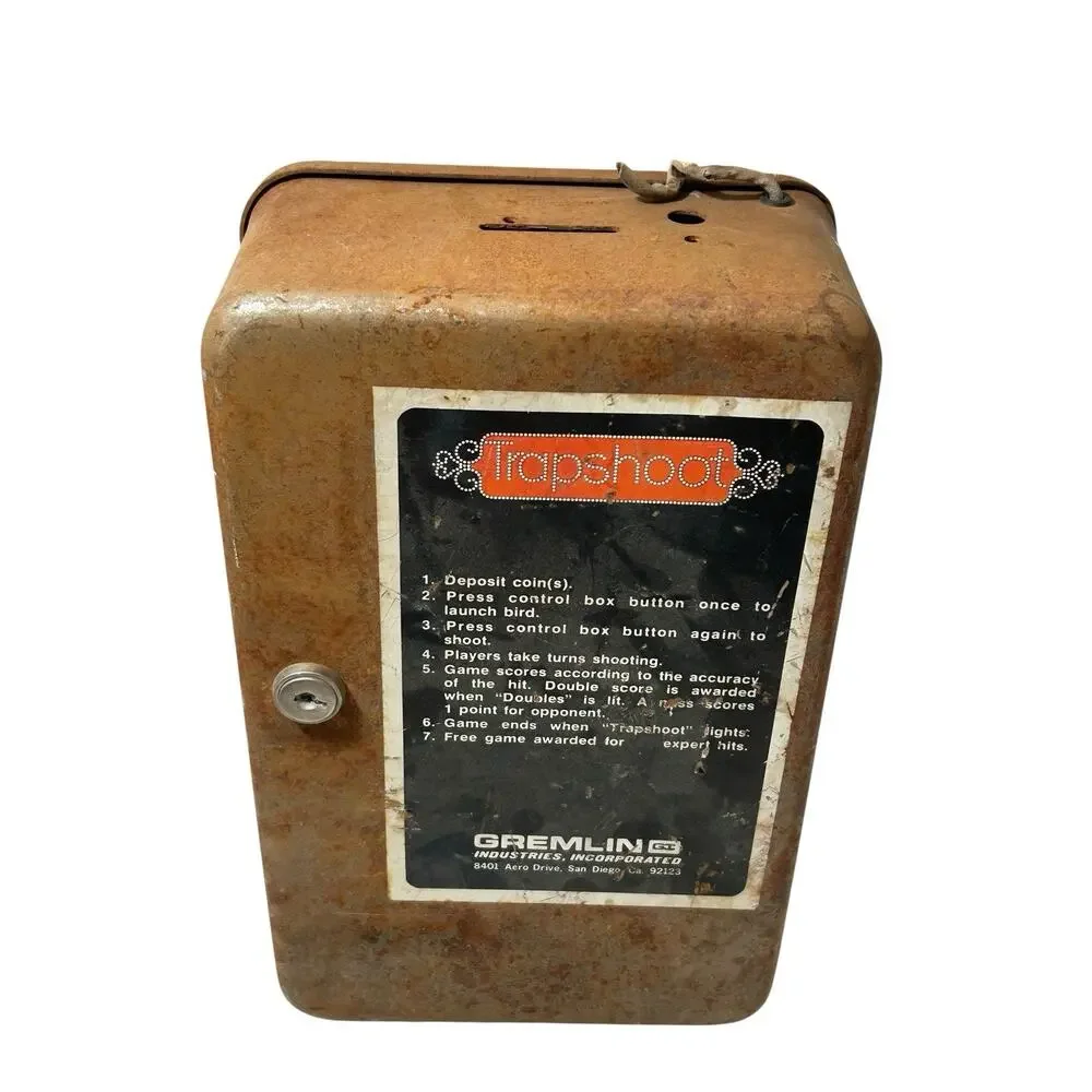 Gremlin Trap Shoot Coin Box Offered Rust Patina Man Cave Decor 70's No Key Open